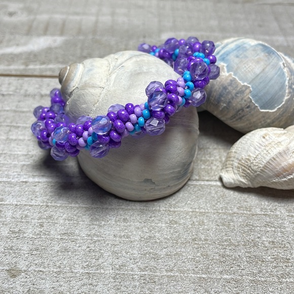 Purple twist crocheted bracelet - Picture 3 of 5